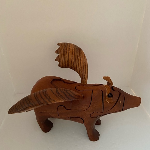 Flying Pig Wooden Puzzle 8”x6” Missing Tail Right Wing Needs to